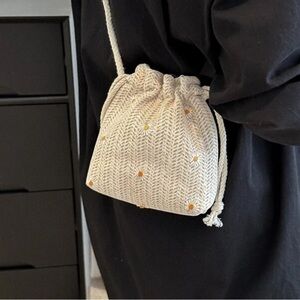 Unique Cream Drawstring Women mini  Bag